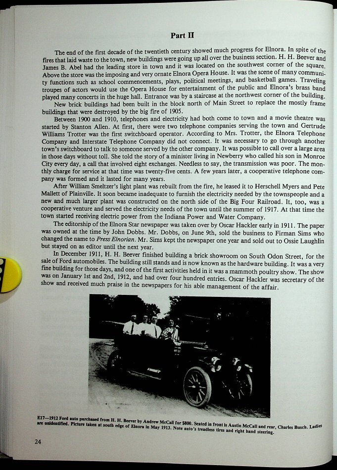 "History of Elnora, Indiana 18851985" Owen R. Rader Daviess County