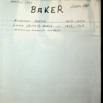 History of Baker Family from 1812-1999
