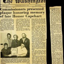 1980 article about presentation of plaque honoring Homer Capehart
