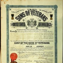 1915 charter establishing Morton Camp, No. 98, Sons of Veterans lodge in Washington