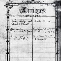 Page from Cosby family Bible about 1878 marriage of Ziba & Sarah Cosby