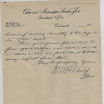 1885 letter offering to locate railroad "machine shops" in Washington (1885
