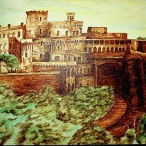 Watercolor painting of a castle by James L. Hamersly