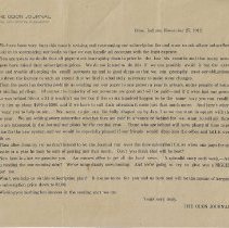 1912 letter from John B. Stotts publisher of The Odon Journal