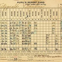 Pauline Fitzgerald's 7th grade report card (ca. 1919-1920)