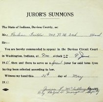 1961 Juror's Summons issued to Pauline L. Fields