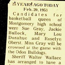 "25 Years Ago Today" column about February 20, 1953 events