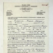 1959 questionnaire filed out by Charles "Chuck" Harmon