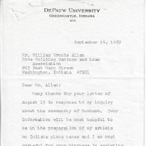 1969 letter to Brooks Allen from Professor Rennick