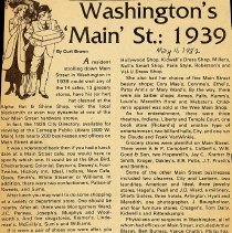 1982 article about Main Street of Washington in 1939