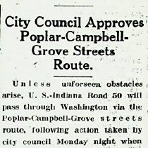 1929 article about rerouting Highway 50 through Washington
