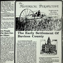 1990 "The Historical Perspective" column about early settlement of Daviess County