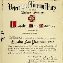 1967 VFW award presented to the Washington DeMolay