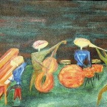 Watercolor painting of a band by James L. Hamersly