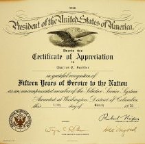 1970 Certificate of Appreciation to Dr. Charles P. Scudder