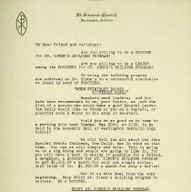 Letter asking for contributions to the St. Simon Building Program (ca. 1954-1956)