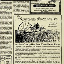 1991 "The Historical Perspective" column about Daviess County being the home of forty towns.  Part 1