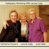 Catherine Homann  & June Littell at calligraphy workshop (ca. 1999-2000)
