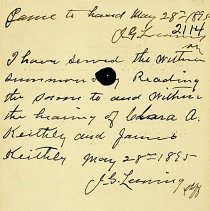 Albert W. Foster v. Clara & James Keithley 1895 lawsuit