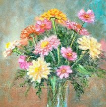 Cosmos And Zinnias