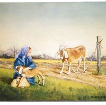 Amish Girl With Goats
