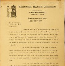 1923 letter from the Leonard Range Co. to the Rotary Club in Washington
