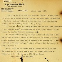 "History of the First Methodist Episcopal  Church in Elnora" (1917)