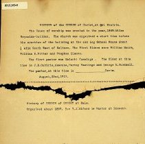 "History of the Church of Christ at Owl Prairie" (1917)
