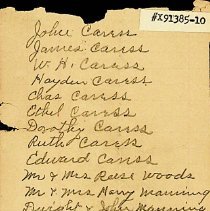 List of 20 names researched by Owen R. Rader