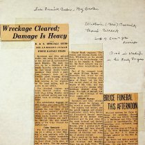 1945 articles about train/truck wreck and funeral of Owen Bruce