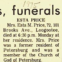 Obituary for Esta Price (1903-1975)