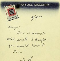 1957 note from Ed Humbarger to George Weaver