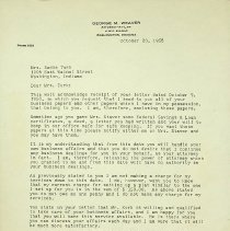 1958 letter from George Weaver to Sadie Turk