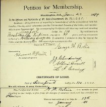 Dr. George Bolin's 1899 application to Mtr. Nebo Encampment