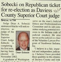 Dean Sobecki's announcment for reelection as Superior Court Judge (2008)