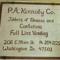 P. A. Kennedy Co. sign (ca. 1960-1970)