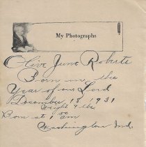 Birth information about Olive June Roberts