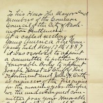 1887 petition to appoint Joseph Faust Chief of Washington Fire Department