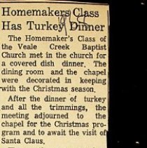 Article about Veale Creek Baptist Church hosting Christmas Dinner