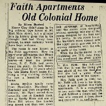 Article about "Faith Apartments" in Washington (ca. 1945-1950)
