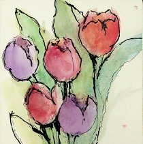 Greeting cards with June Littell paintings of flowers (ca. 2011)