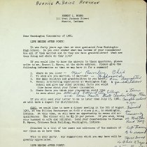 1961 letter from Bertice (McBride) Hencken, WHS class of 1921
