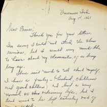 1961 letter from Doris Zinkan, WHS class of 1921