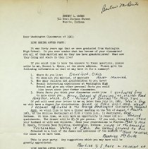 1961 letter from Beatrice McBride, WHS class of 1921