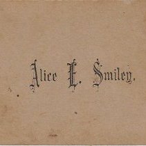 Alice E. Smiley's undated calling card (ca. 1910-1920)