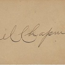 Orel Chapman's undated calling card (ca. 1910