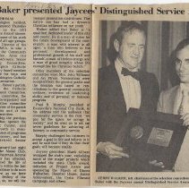 Clark Baker receiving Jaycees' 1975 Distinguished Service Award