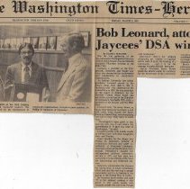 Bob Leonard receiving Jaycees' 1978 Distinguished Service Award