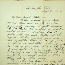 1914 letter to Aunt Adelia from her niece Nora
