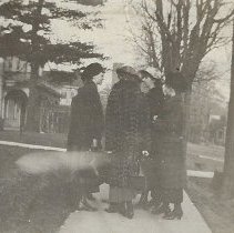 Group of women on sidewalk in front of O'Neall's home (ca. 1916)